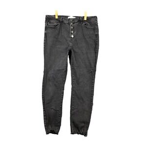 KanCan Bianca Skinny Jeans Womens XL Denim High Rise Button Fly Raw Hem Skate